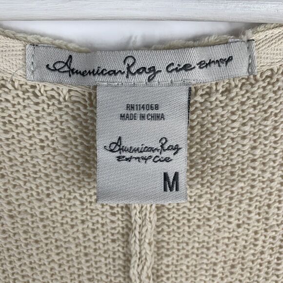 American Rag M Cardigan Sweater Poncho Fringe Open Front Boho Western Southwest - Picture 3 of 9